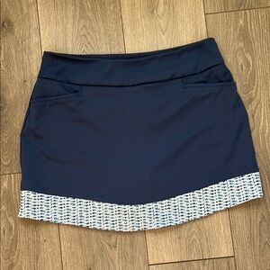 Adidas, Sz M, Dark/navy blue skort, blue & white trim, elastic waist, golf